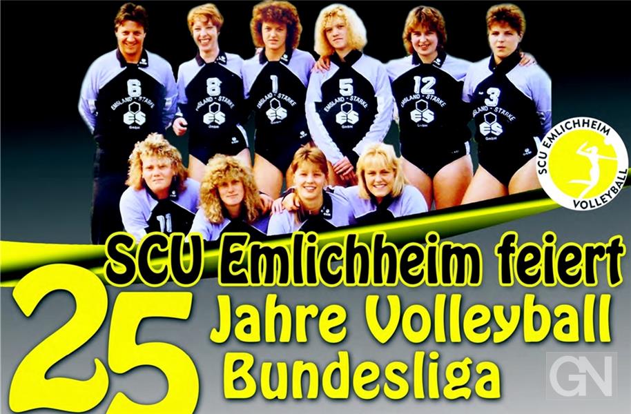 Die Aufstiegsmannschaft ziert das Ankündigungsplakat (v. l., stehend) Trainer Christian Stebel, Ute Kemperdiek-Jansen, Ulla Rakers (heute: Timmer), Heike Reinecke (Büngeler), Manuela Hoffmann (Oeveringen), Inge Neubauer (Panetti), (unten) Sonja Nyhuis (Boukamp), Anja Schlagelambers (Hesselink), Maike Tallen (Bergau), Claudia Rakers (Volkers).